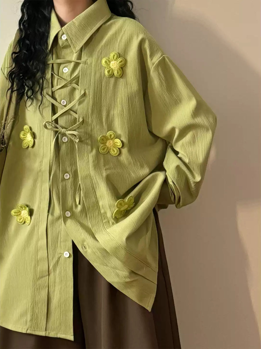 Daisy Season Lace Up Shirts-Tops-ntbhshop