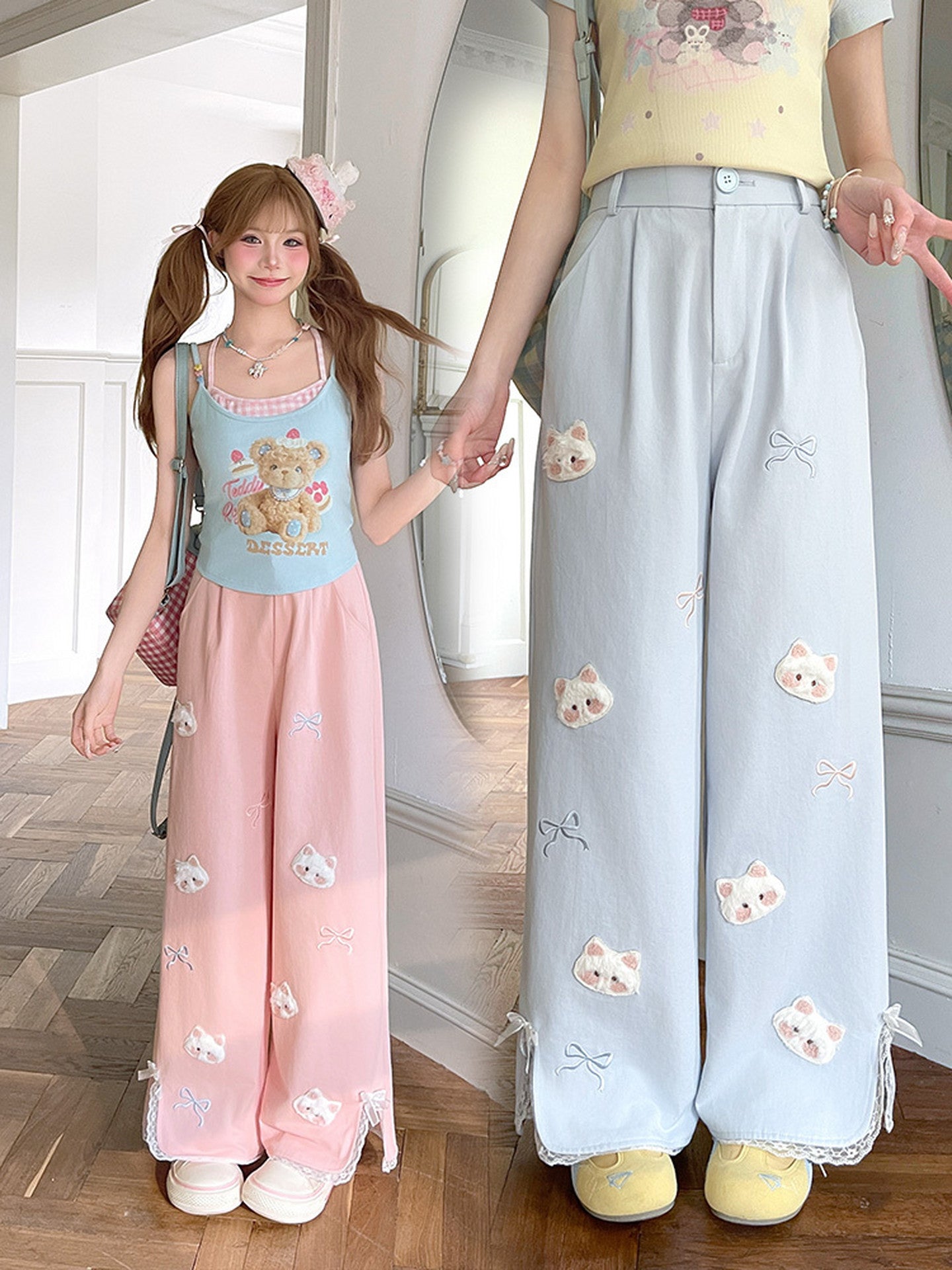 Cloud Kitten High Waist Pants-Bottoms-ntbhshop