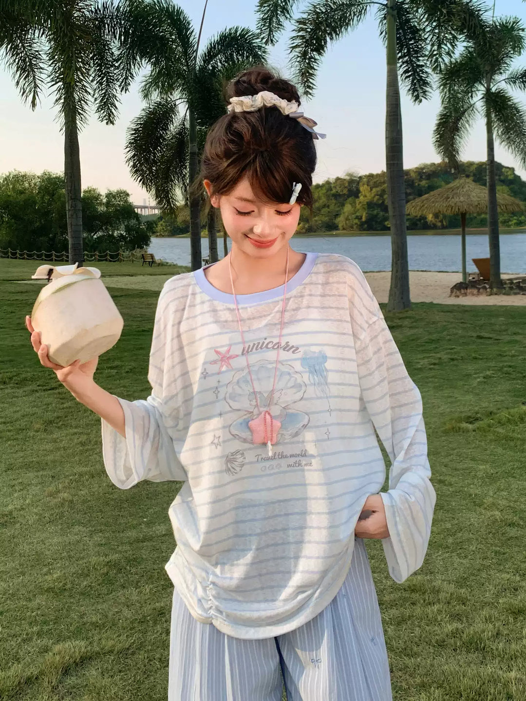 Seashell Unicorn Long Sleeve Tee-Tops-ntbhshop