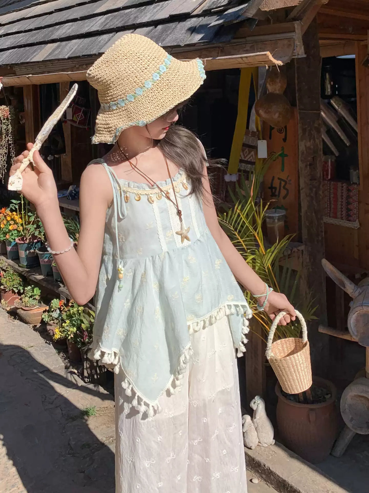 Cloud Sage Tassel Top-Tops-ntbhshop