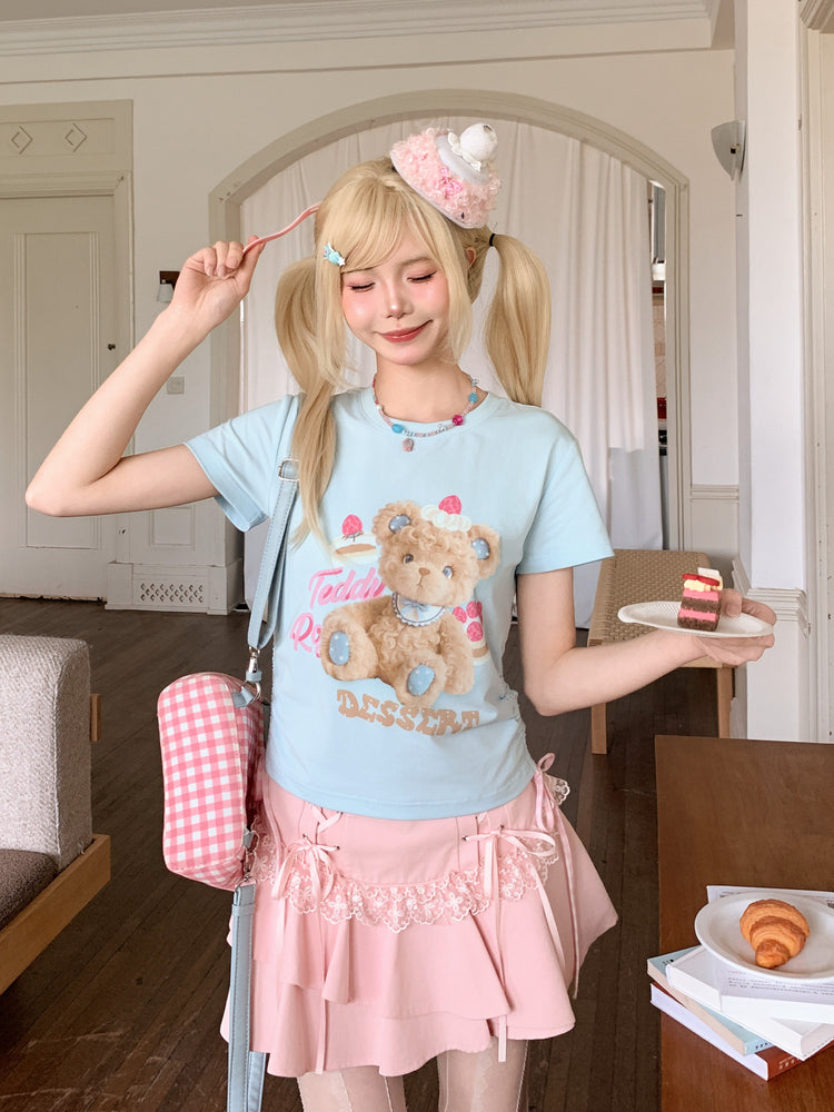 Berry Teddy Drawstring Tee-Tops-ntbhshop