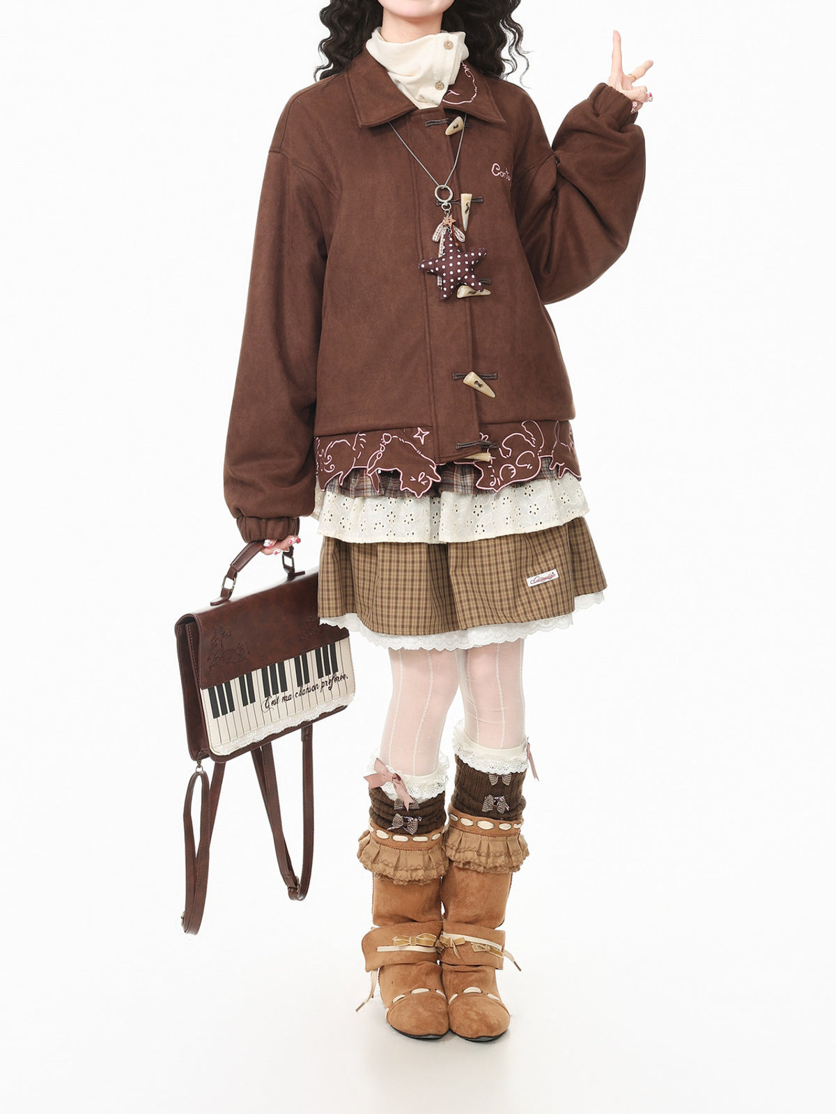 Scribble Cat Suede Jackets-Outerwear-ntbhshop