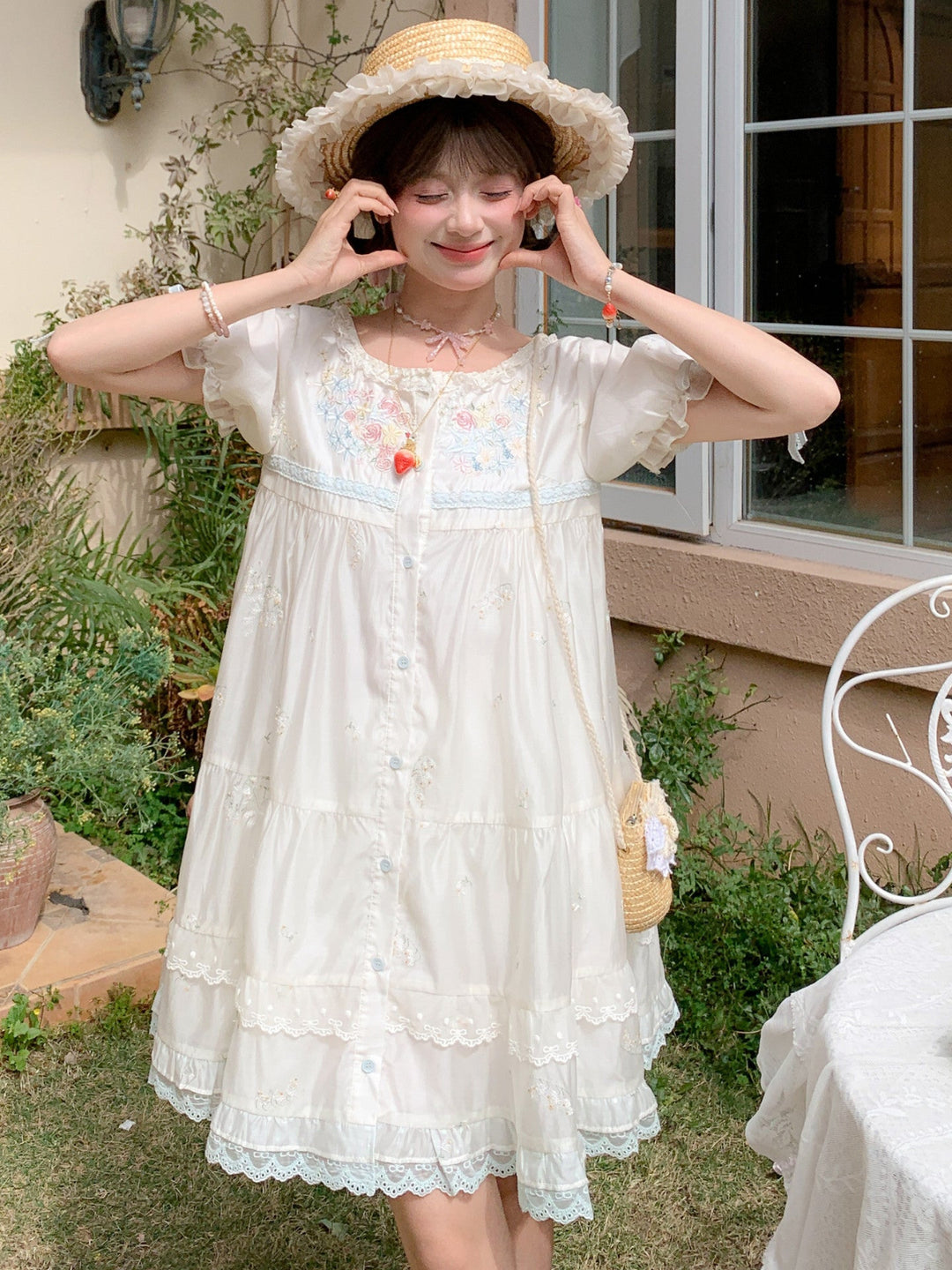 Petal Bloom Embroidered Lyocell Dress-Dresses-ntbhshop