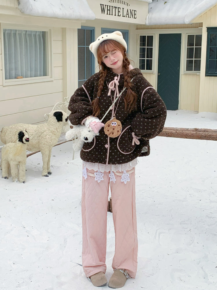 Frosty Blush Fleece Jacket & Quilt Pants-Sets-ntbhshop