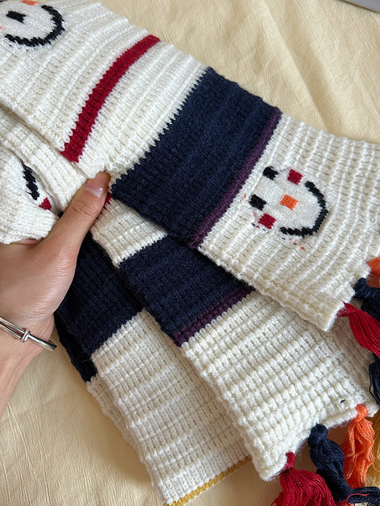 Smiley Snowman Tassel Scarf-ntbhshop