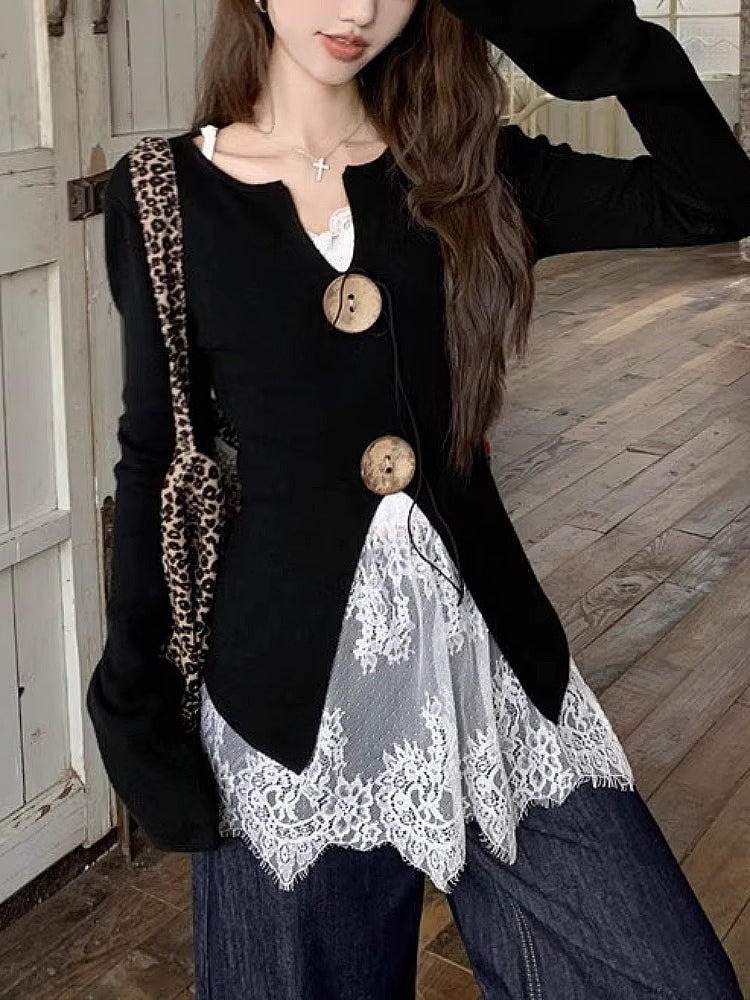 Lace Whisper Lace Base Tops-ntbhshop