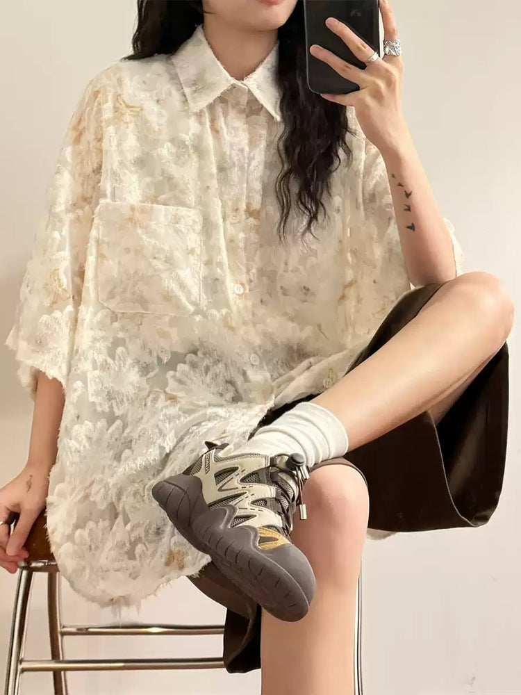 Parchment Flutter Fringe Shirt-Tops-ntbhshop