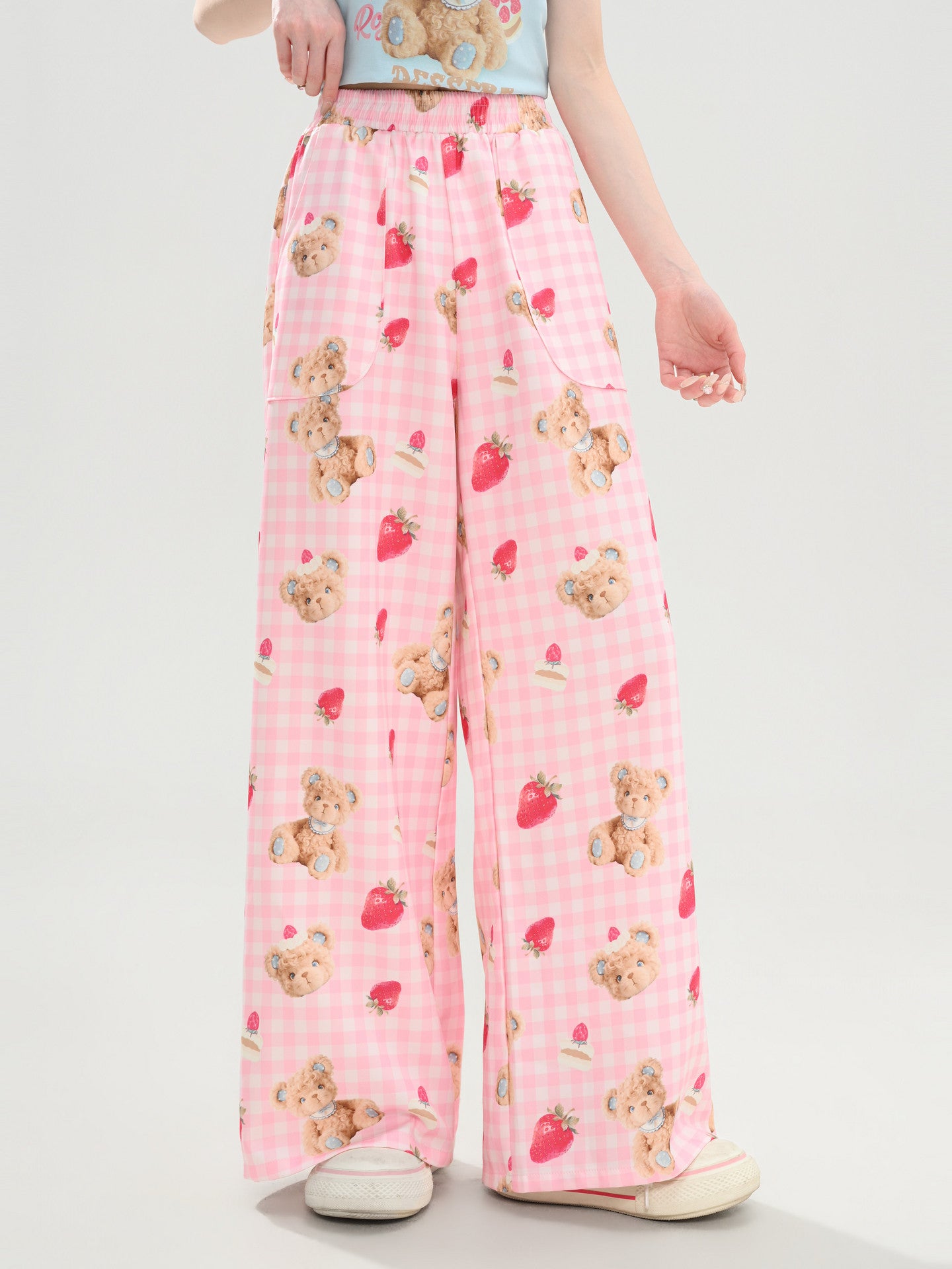 Berry Teddy Gingham Pants-Bottoms-ntbhshop