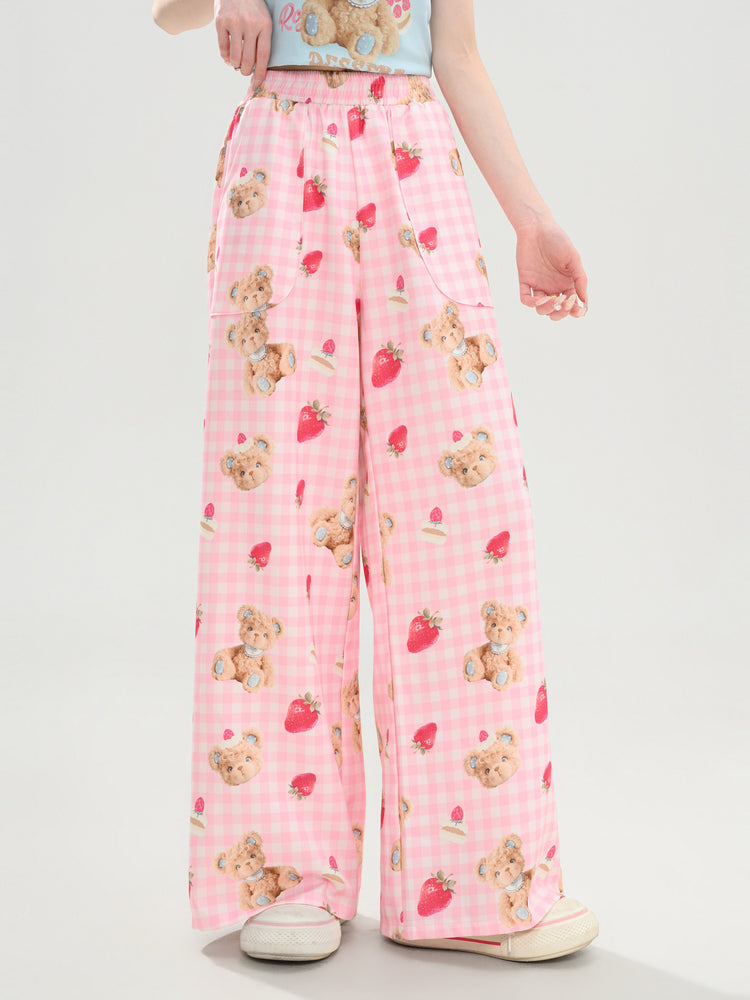 Berry Teddy Gingham Pants-Bottoms-ntbhshop