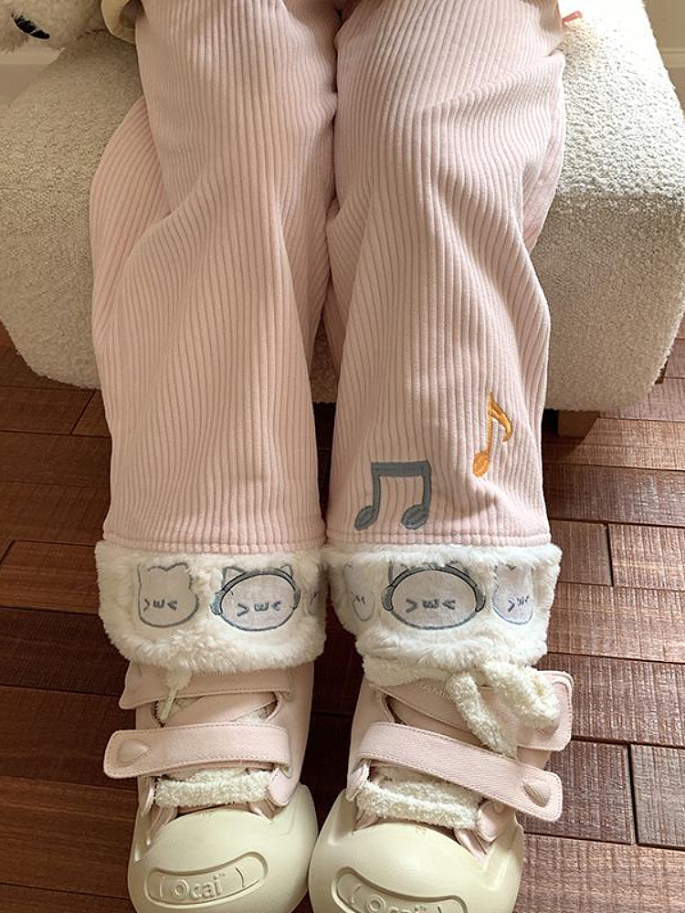 Headphone Kitty Plush Corduroy Pants-ntbhshop