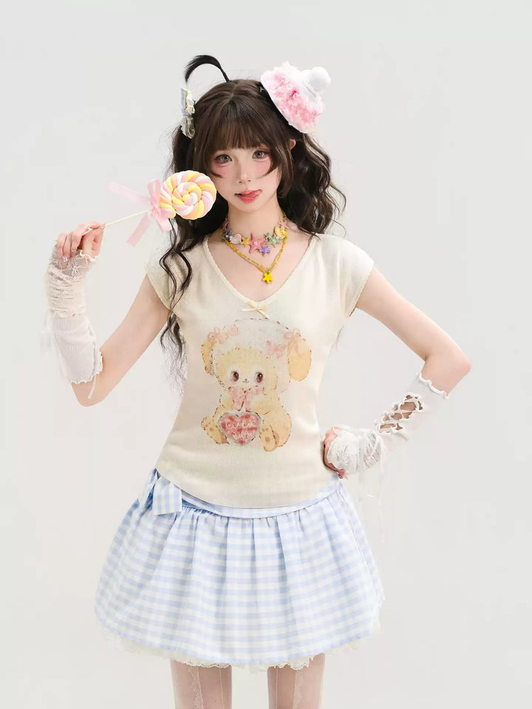 Little Lamb V-Neck Baby Tee-Tops-ntbhshop