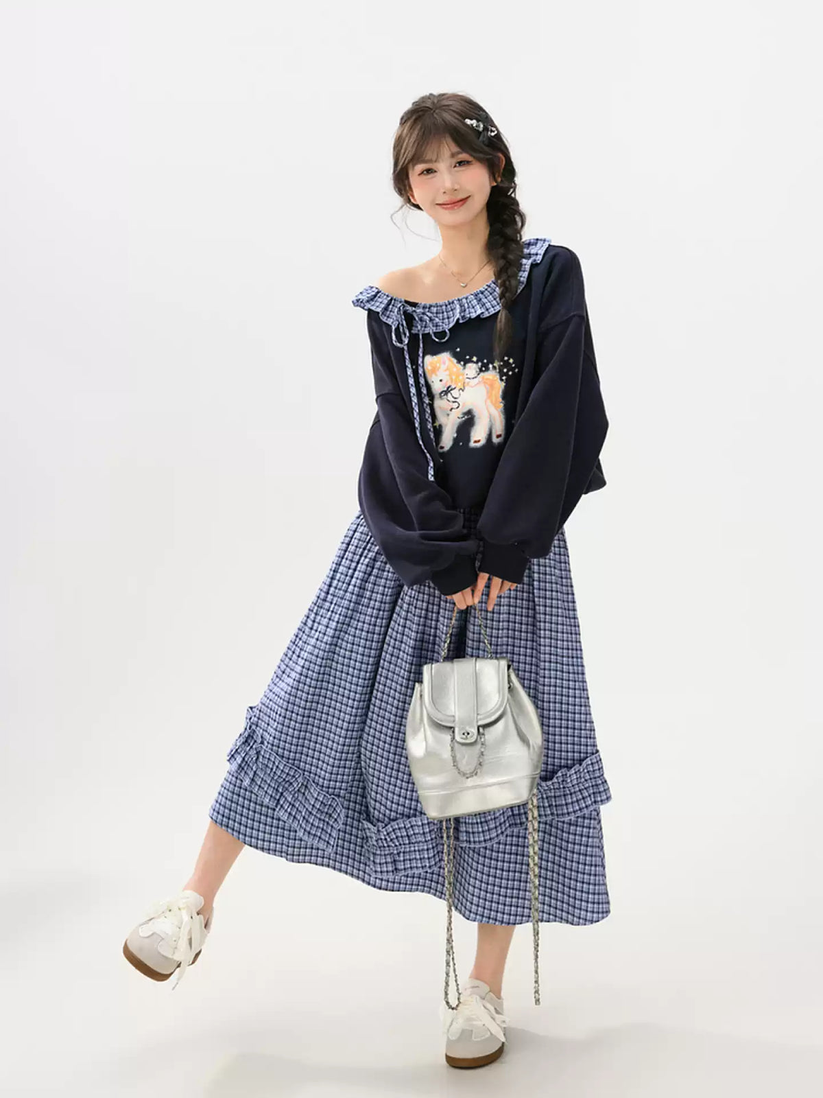 Meadow Check Ruffle Skirt-Bottoms-ntbhshop