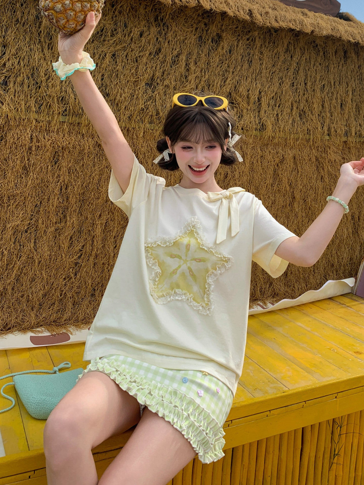 Starfruit Matcha Ribbon Tee-Tops-ntbhshop