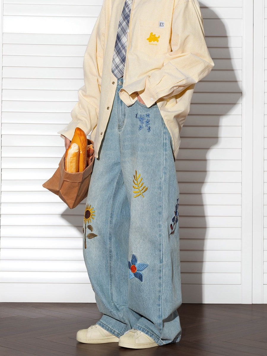 Sun Bloom Straight Leg Jeans-Bottoms-ntbhshop