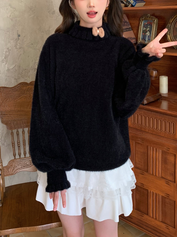 Lolita Cloud Puff Sleeve Knit Tops-ntbhshop