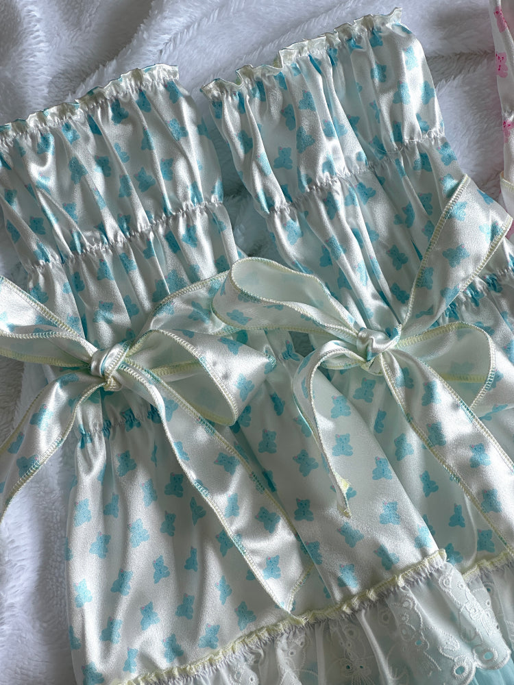 Bear Glimmer Silky Bow Lace Leg Sleeves-ntbhshop