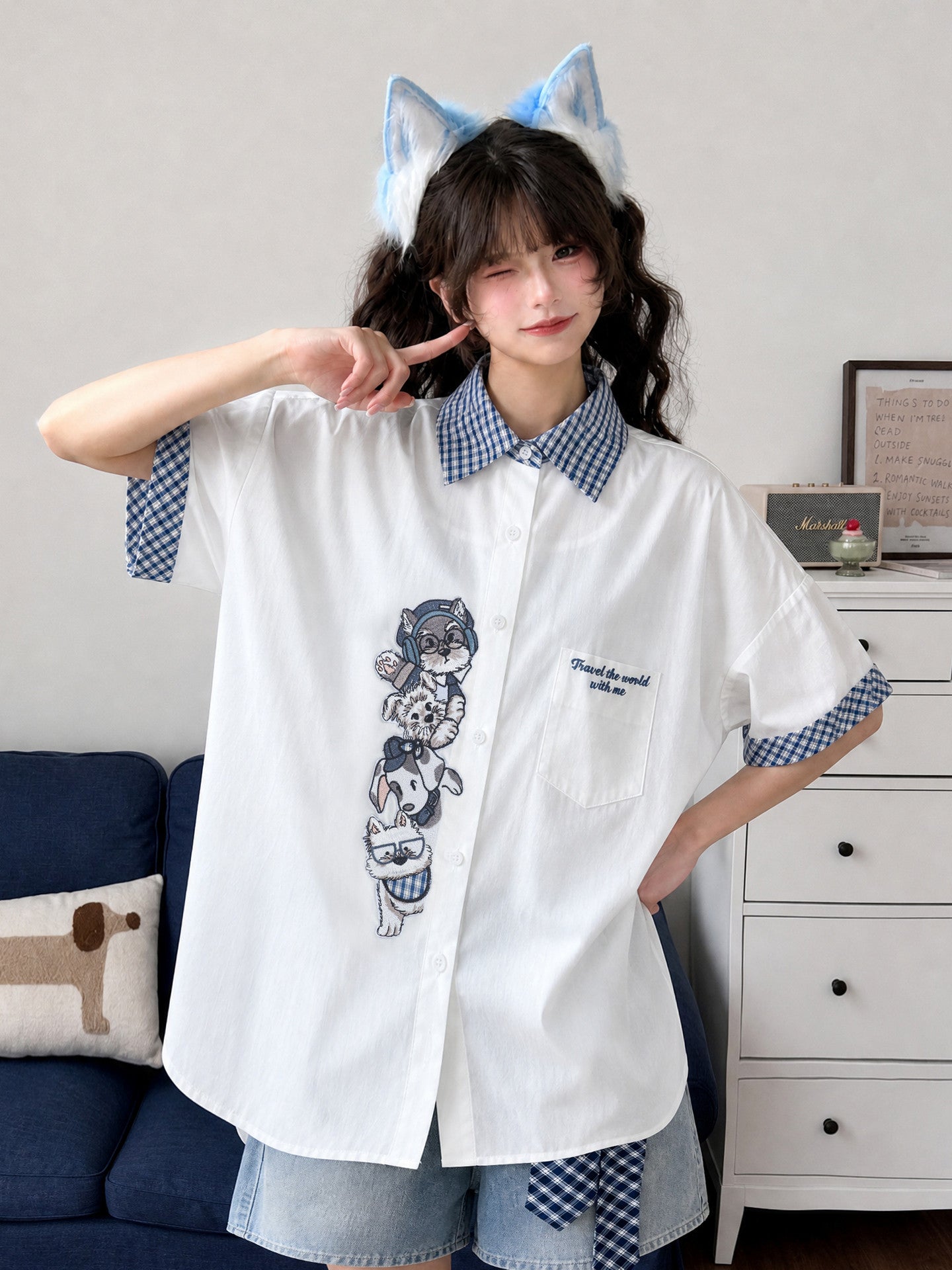 Pup Professor Patchwork Shirt-Tops-ntbhshop