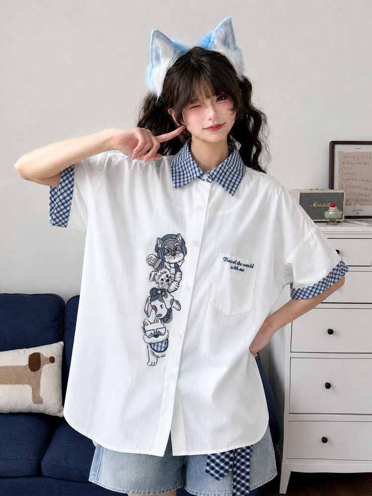 Pup Professor Patchwork Shirt-Tops-ntbhshop