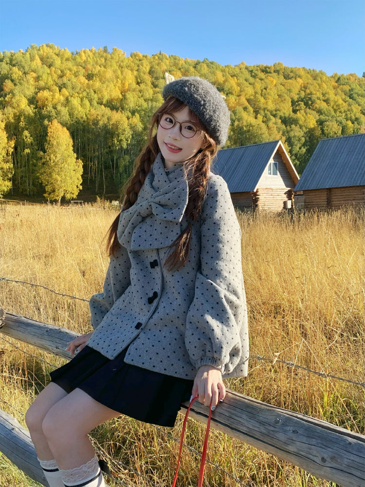 Gray Dots Cottage Scarf Jacket-Outerwear-ntbhshop