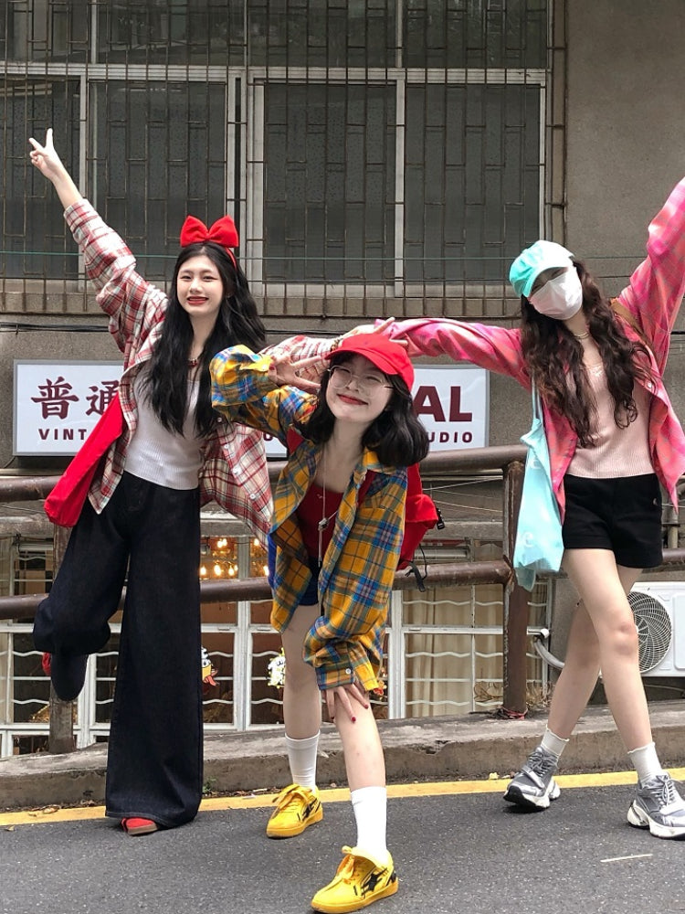 Vintage Radiance Plaid Shirts-Sets-ntbhshop