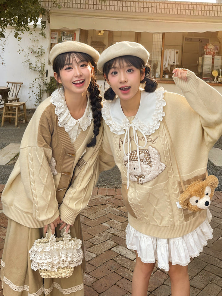 Meadow Puppy Knit Pullover Sweater-ntbhshop