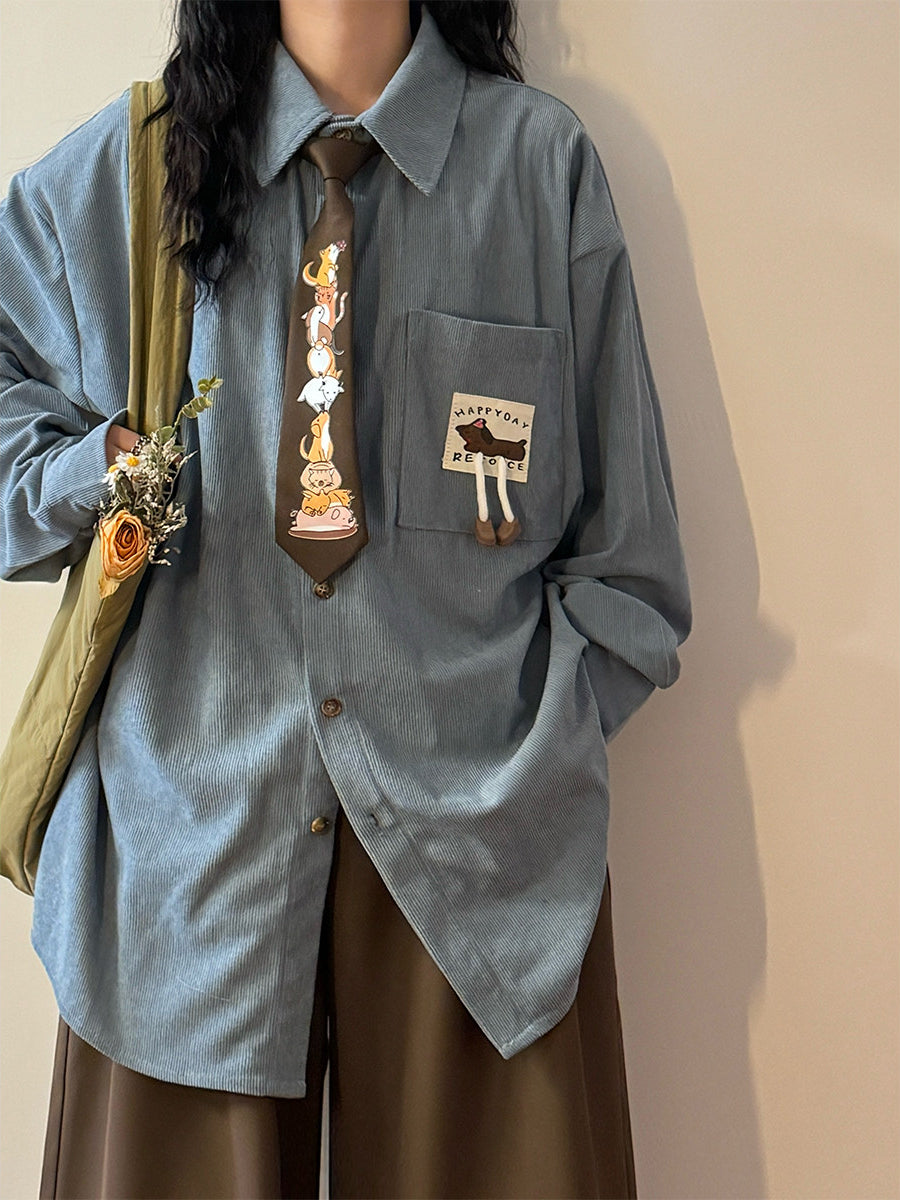 Chestnut Corduroy Tie Shirts-Tops-ntbhshop