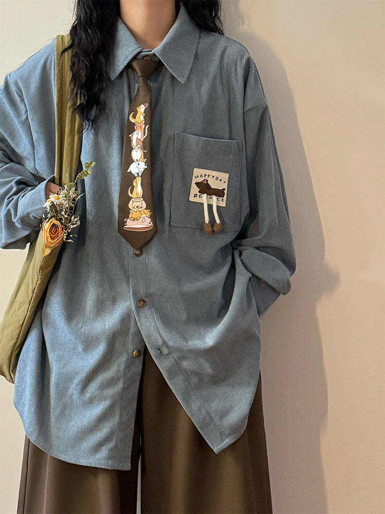 Chestnut Corduroy Tie Shirts-Tops-ntbhshop