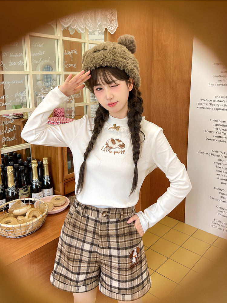 Little Animal Lace Base Turtlenecks-Tops-ntbhshop