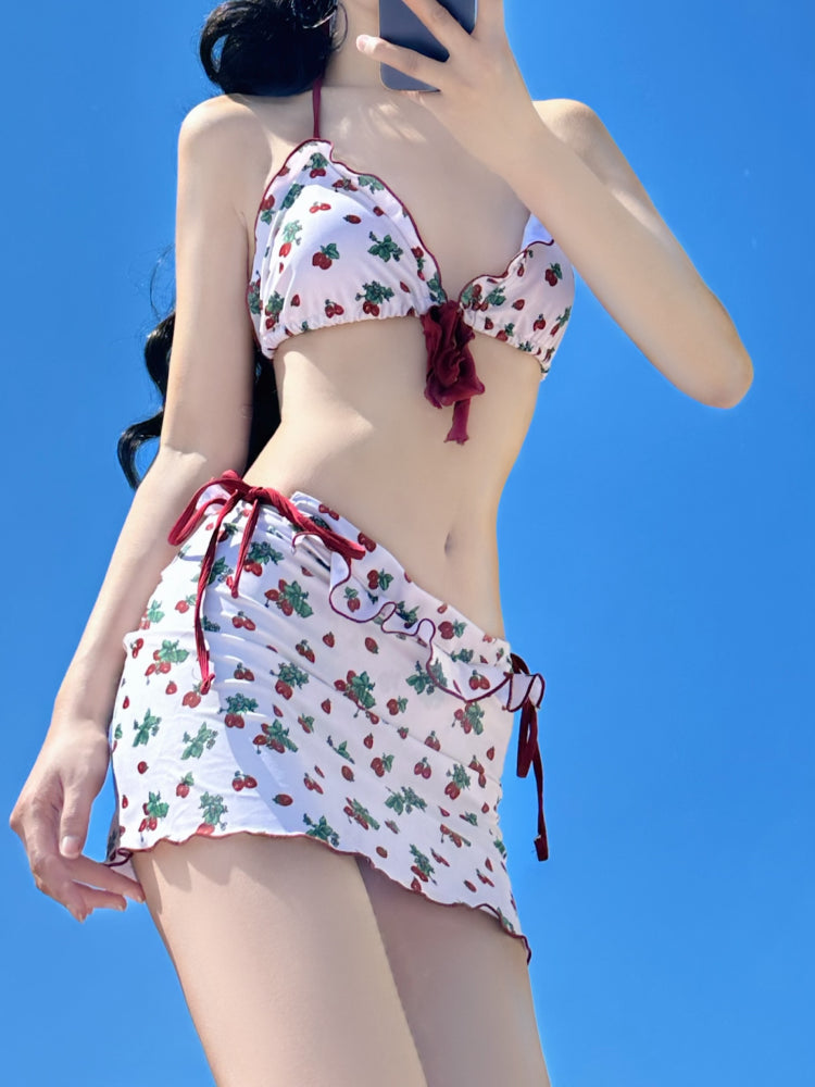 Berry Frenchie Three-Piece Swimsuit-ntbhshop