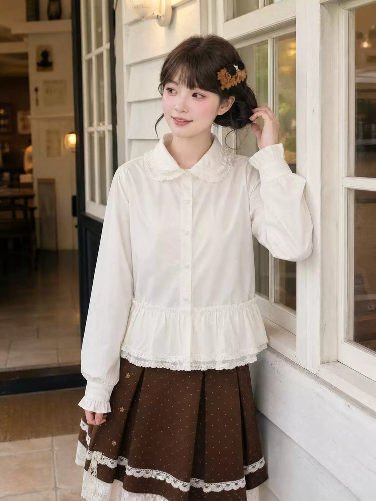 Cocoa Dot Pleated Skirt-Bottoms-ntbhshop