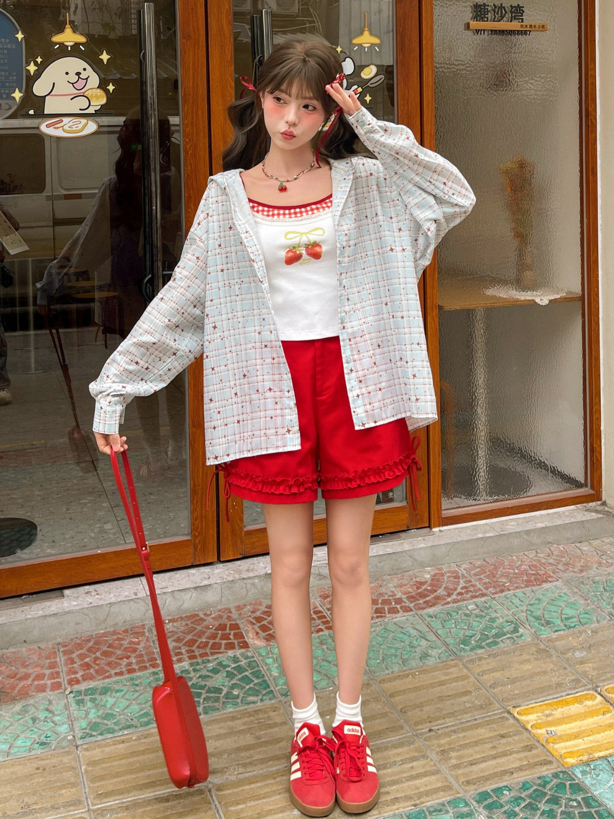 Starlight Meadow Hooded Plaid Shirt-Outerwear-ntbhshop