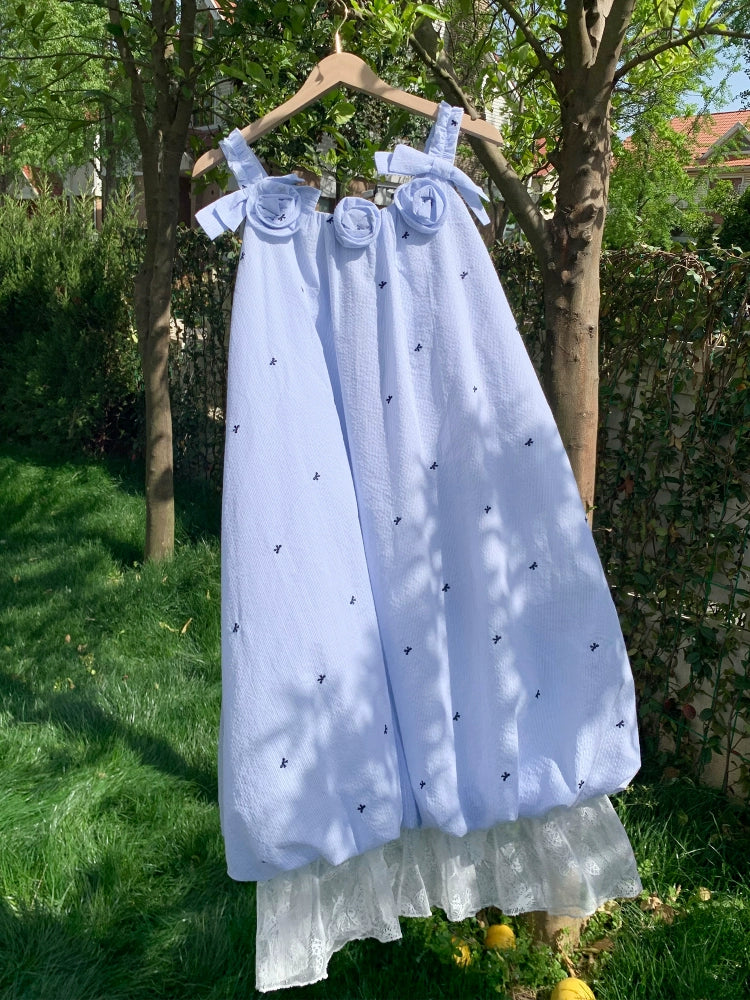 Ice Blossom Lace Bubble Dress-ntbhshop