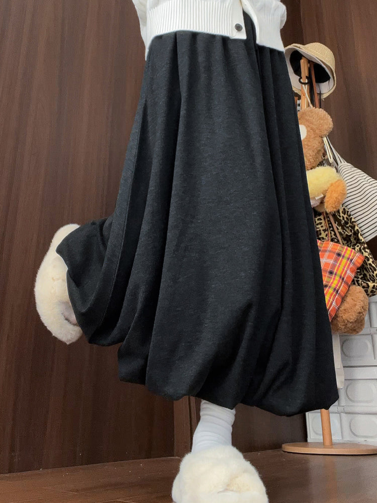 Mocha Bloom Bubble Sweat Skirts-ntbhshop