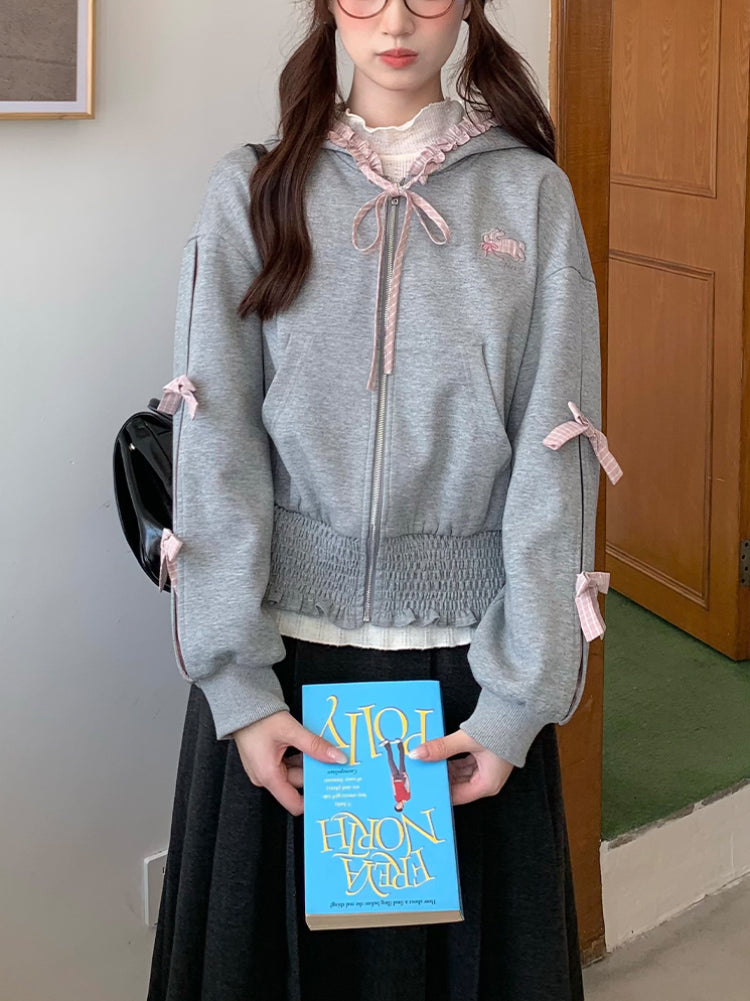 Bunny Gingham Bow Hooded Jacket-ntbhshop