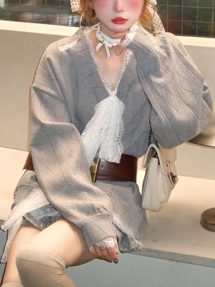 Soft Hour Lace Collar Sweatshirt-ntbhshop