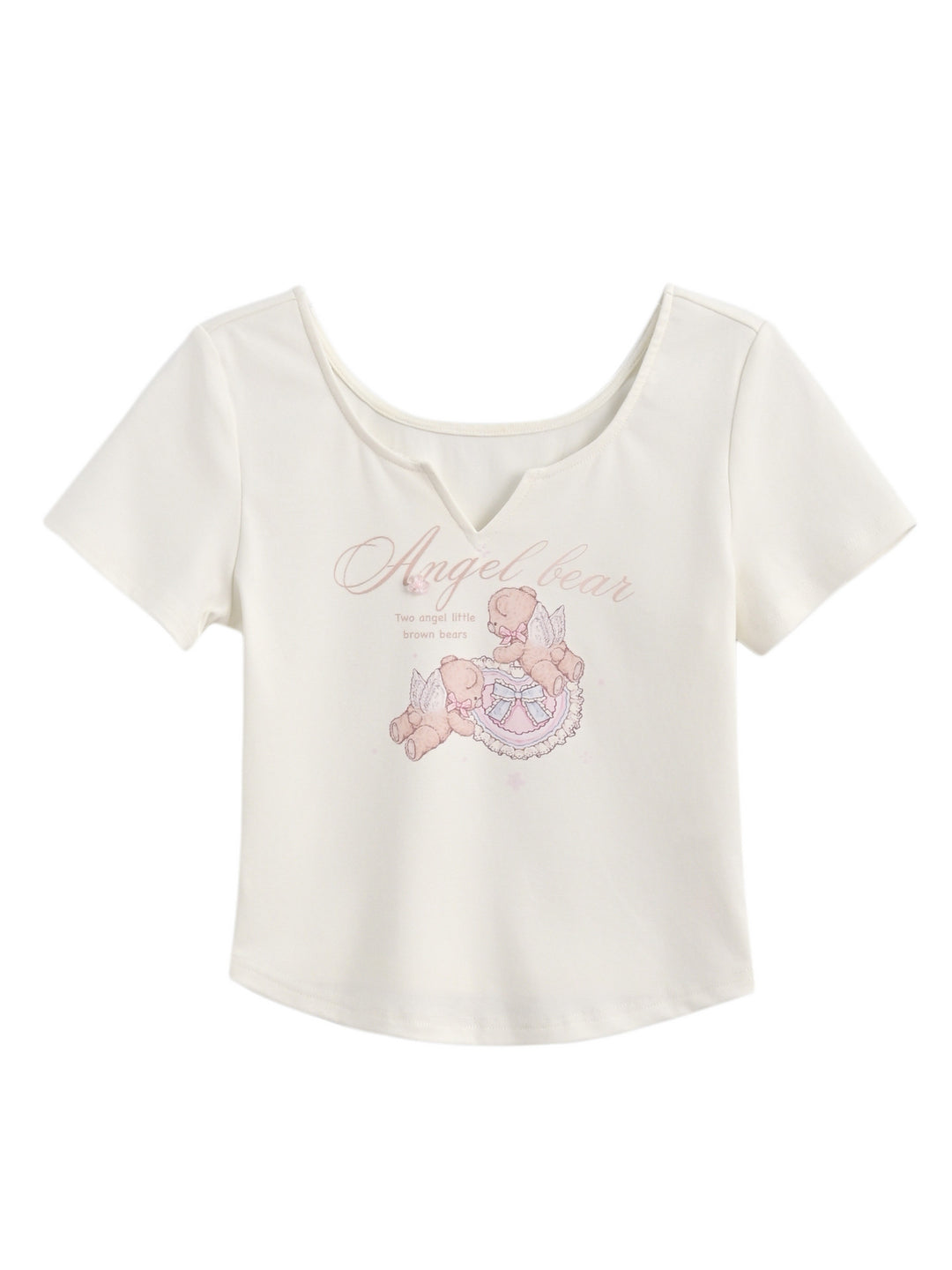 Angel Bear V-Neck Tee-Tops-ntbhshop