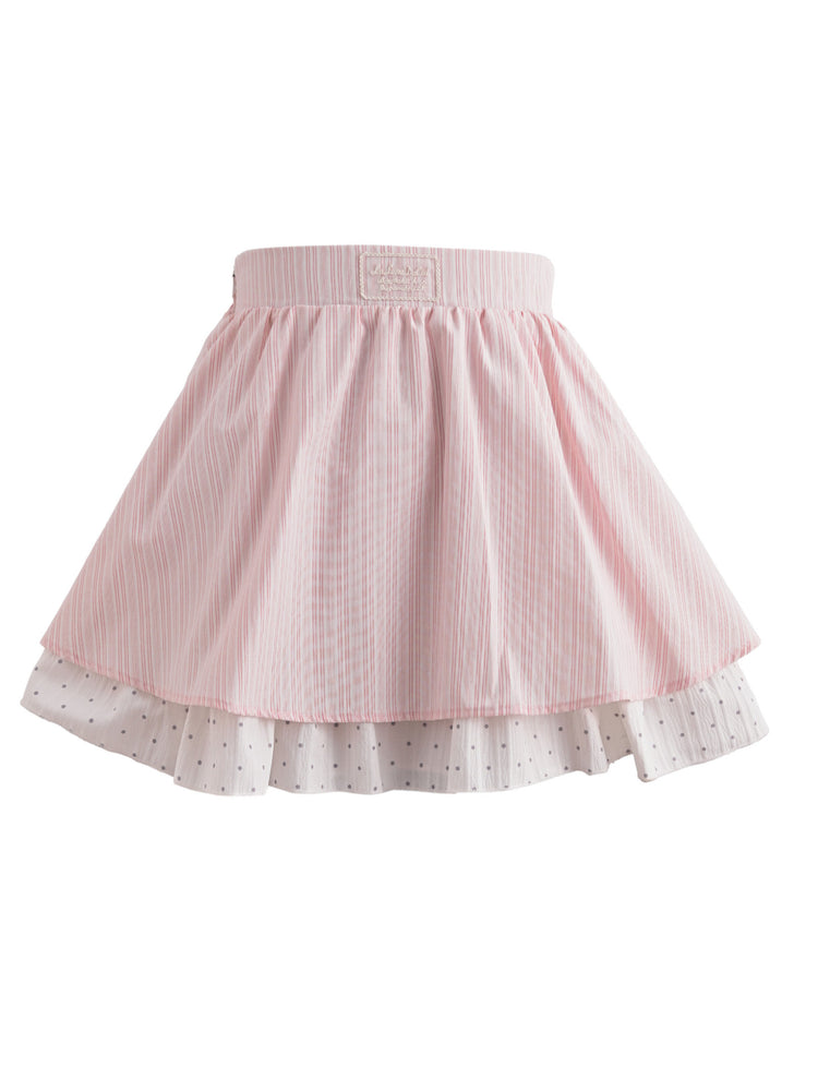 Berry Milk Polka Layered Skirt-Bottoms-ntbhshop