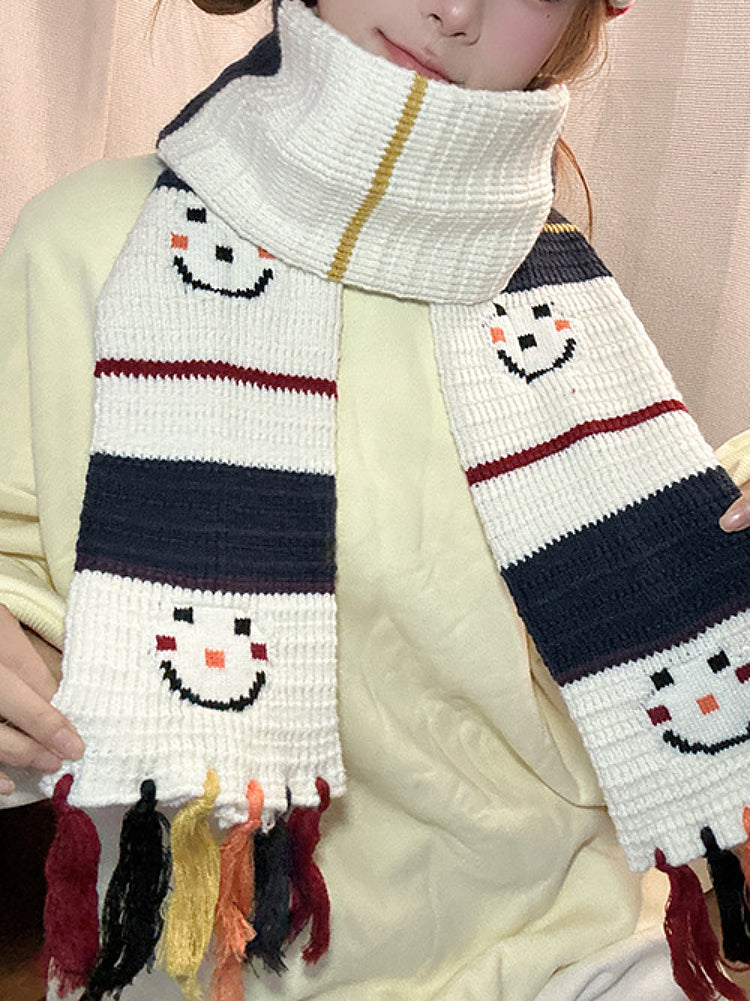 Smiley Snowman Tassel Scarf-ntbhshop