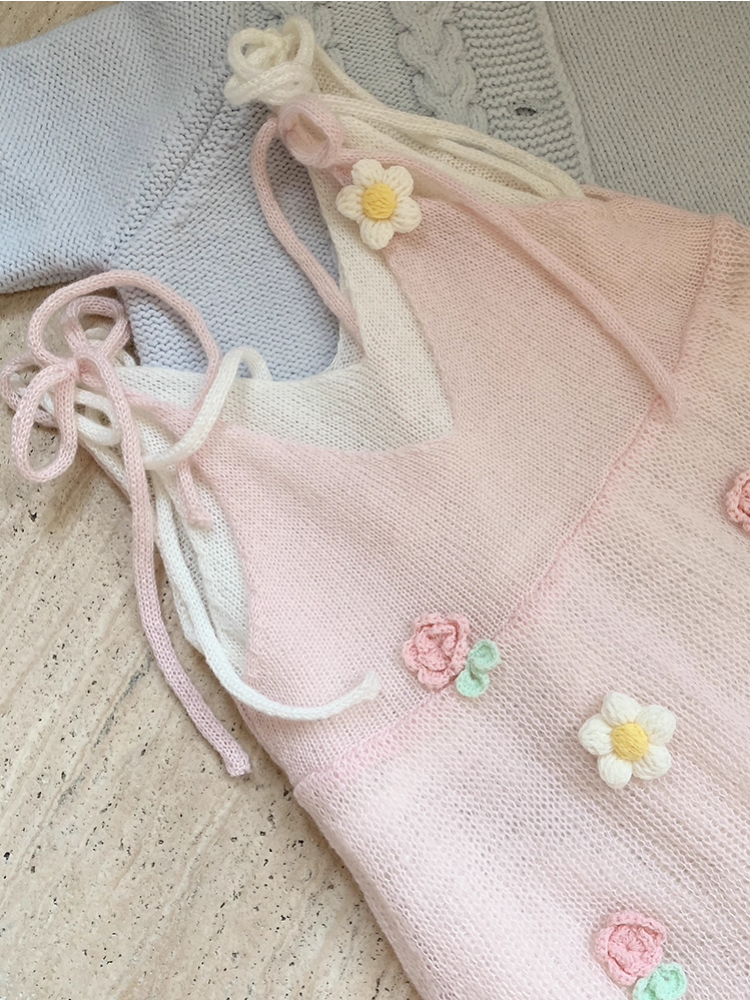 Dreamy Bloom Knit Slip Dress Set-ntbhshop