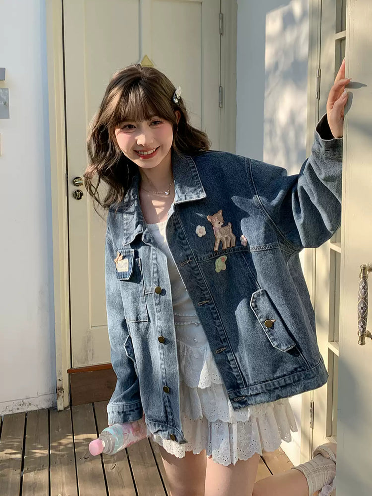 Dear Bambi Denim Jacket-Outerwear-ntbhshop