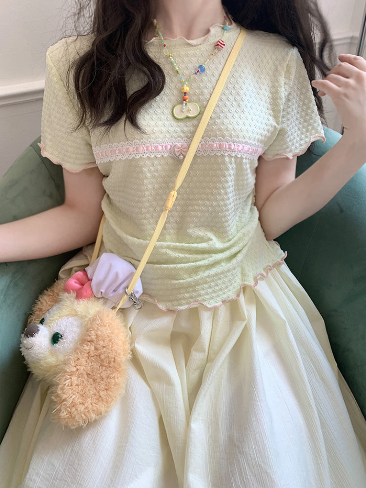 Vanilla Bloom Round Neck Crop Tops-ntbhshop