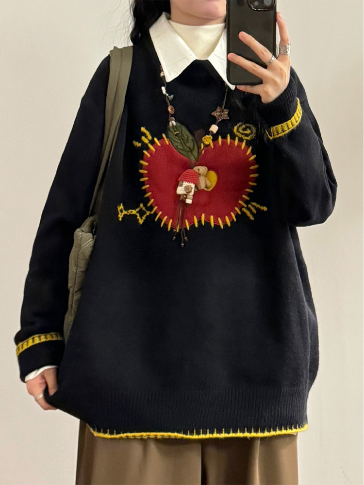 Apple Cider Glow Apple Knit Sweaters-ntbhshop