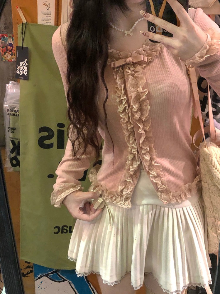 Heart Roll Ballet Knit Blouses-ntbhshop