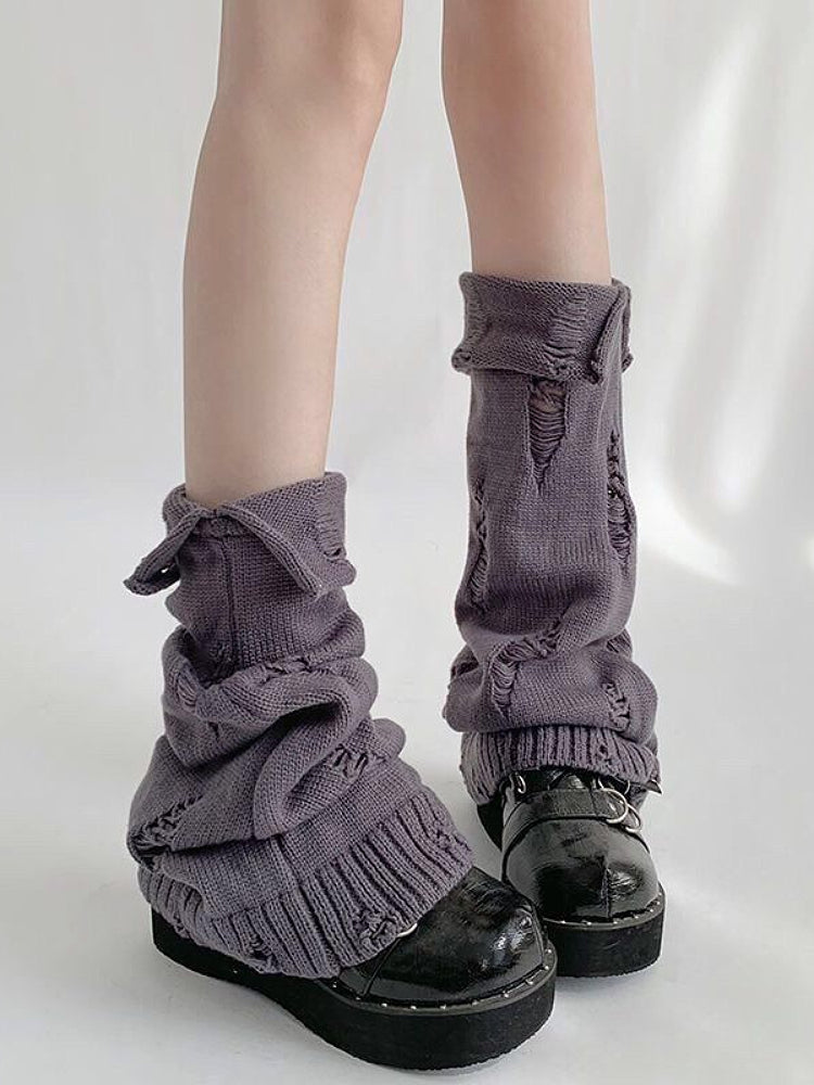 Distressed Sweater Collar Leg Warmers-ntbhshop
