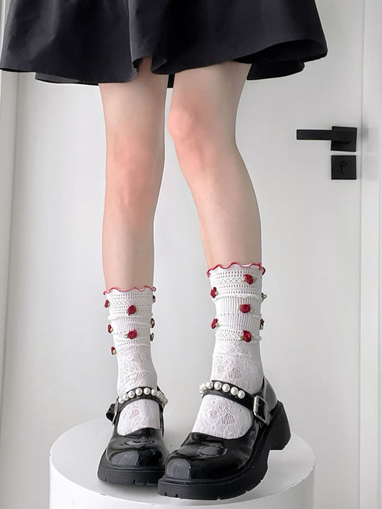 Rosette Whip Macaron Lace Bloom Socks-ntbhshop