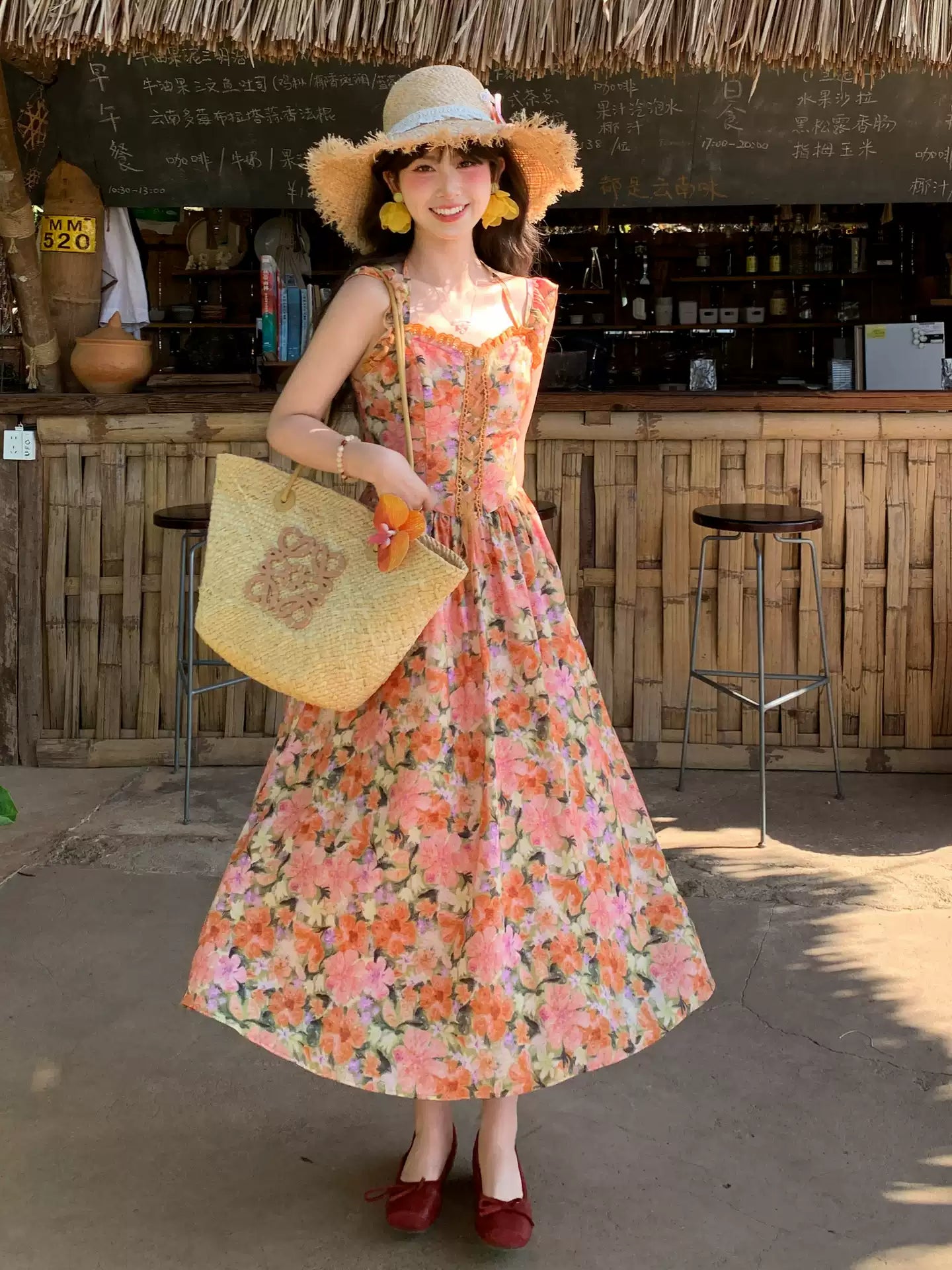 Peach Meadow Floral Dress-Dresses-ntbhshop