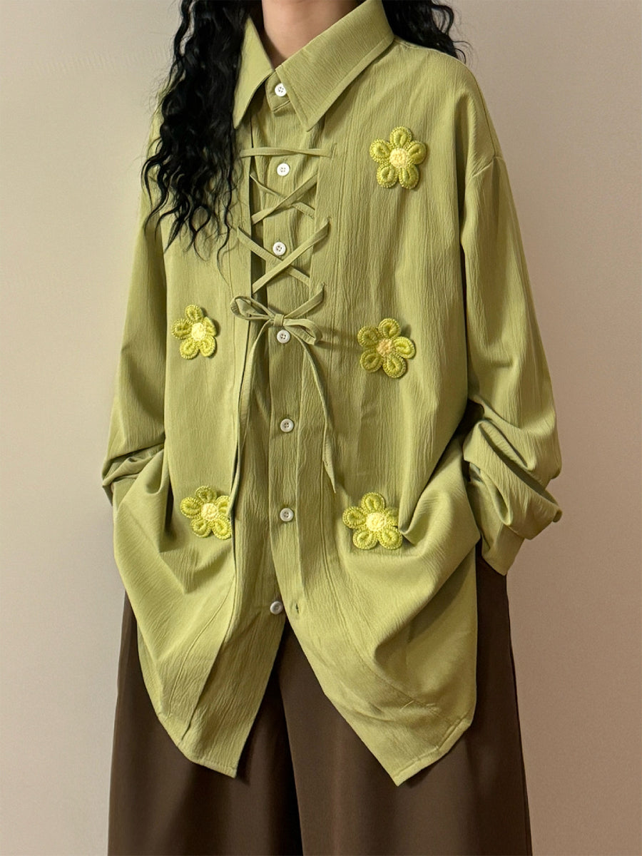Daisy Season Lace Up Shirts-Tops-ntbhshop