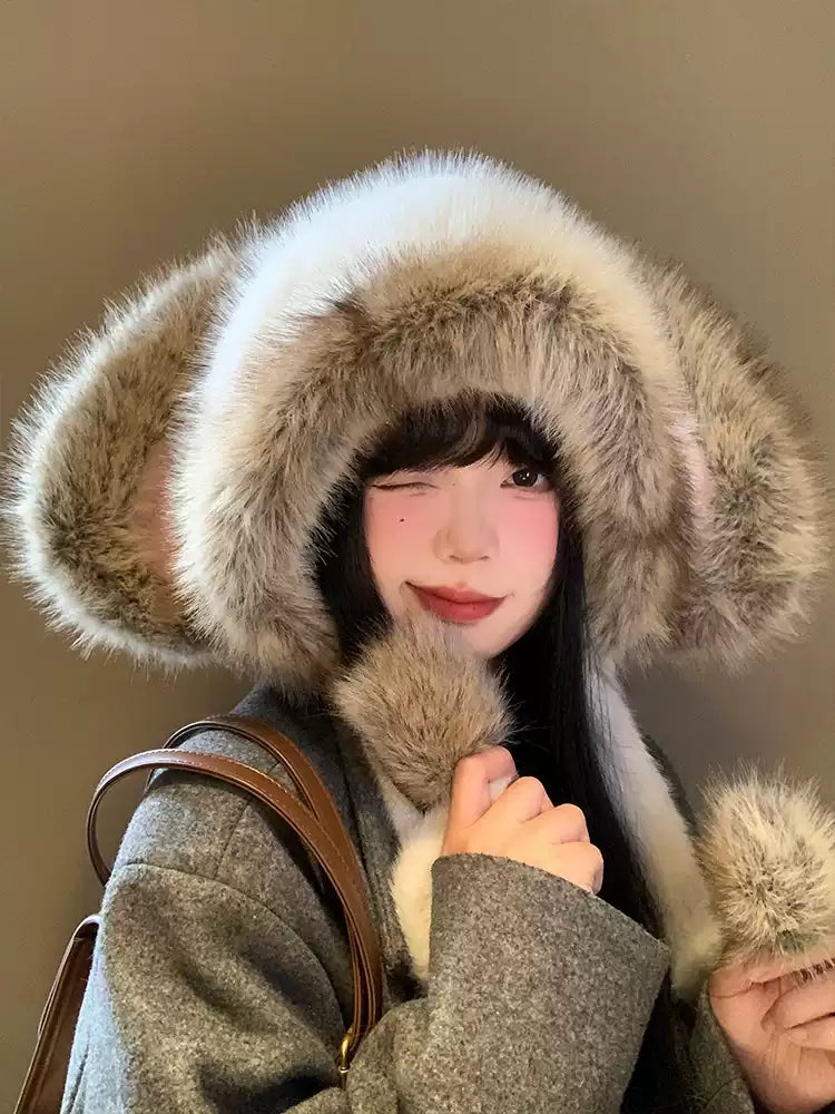 Arctic Bunny Guardian Faux Fur Hood-ntbhshop