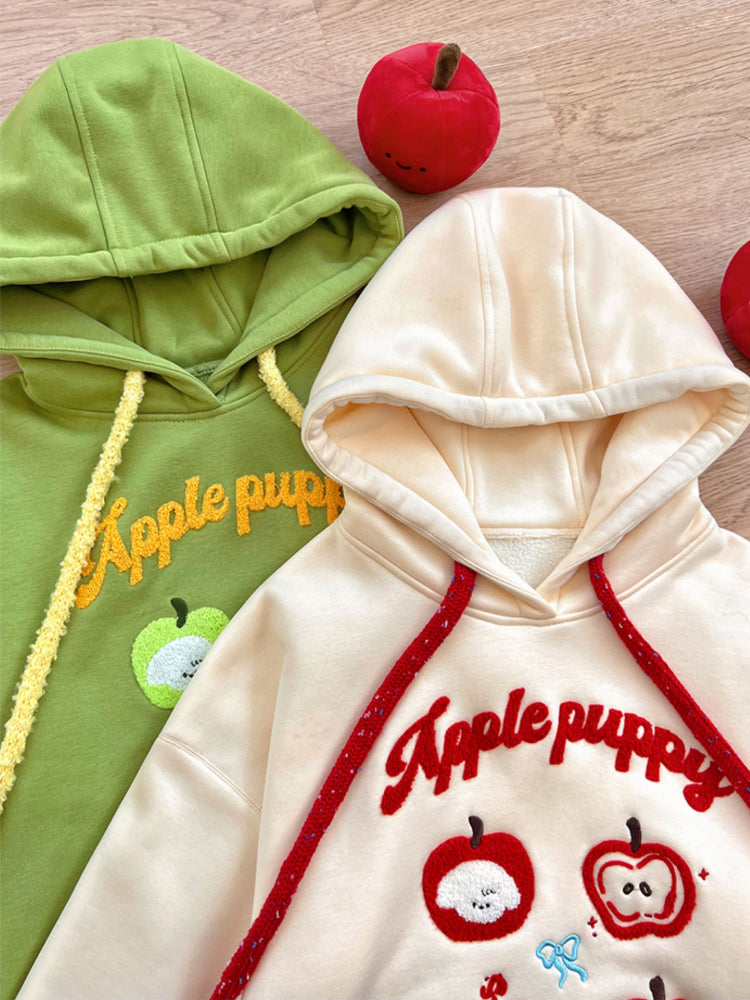 Apple Puppy Embroidery Hoodies-ntbhshop