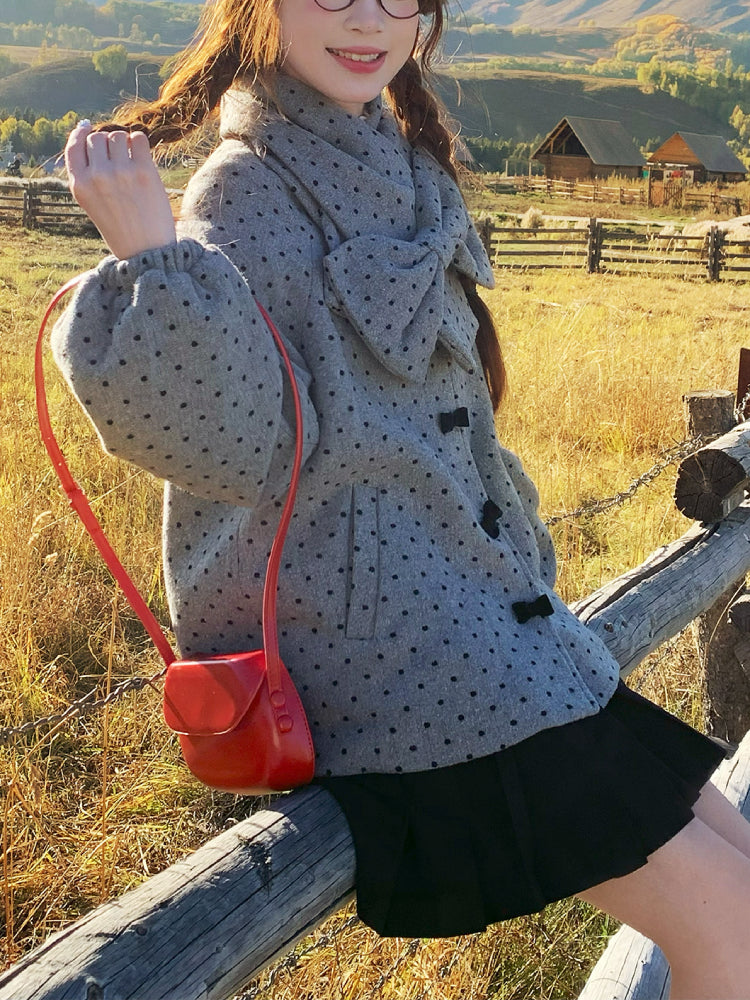 Gray Dots Cottage Scarf Jacket-Outerwear-ntbhshop